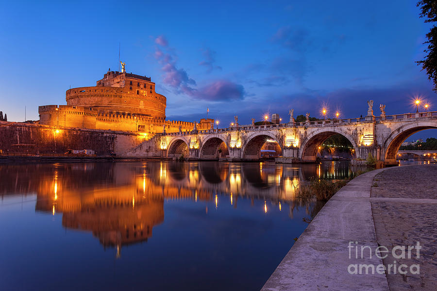Castel Sant Angelo - Rome Italy - Twilight Photograph by Brian Jannsen