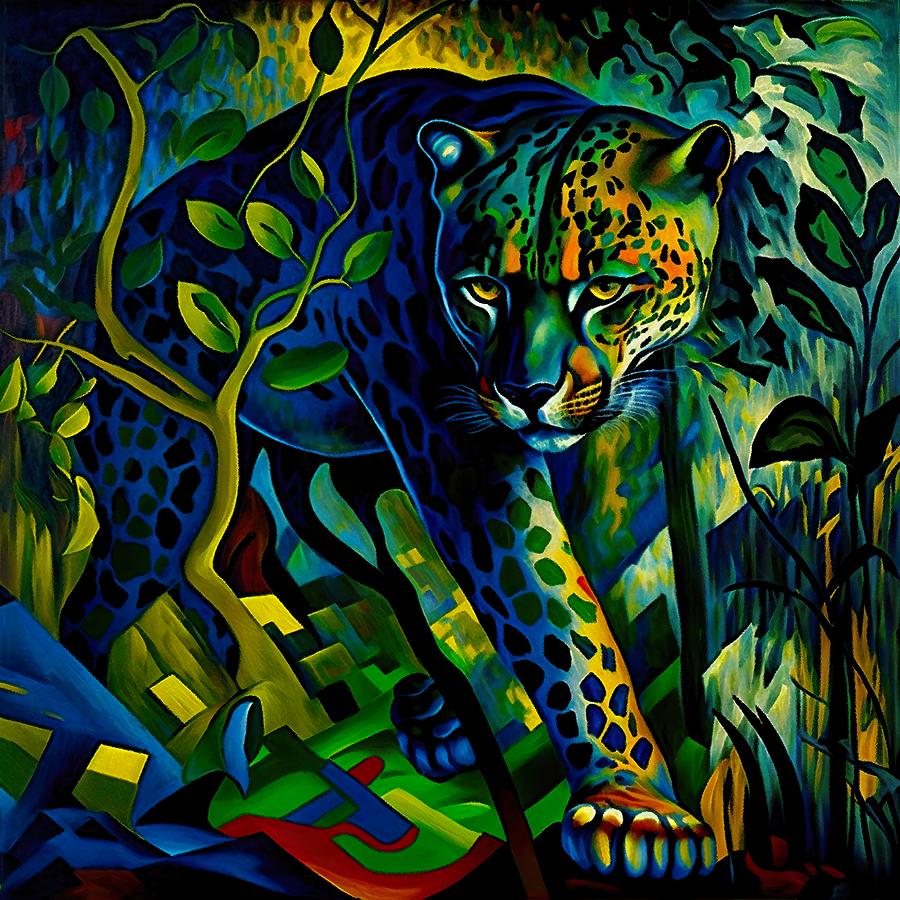 Cat fever jungle by Robert #2 Painting by Robert R Splashy Art Abstract Paintings