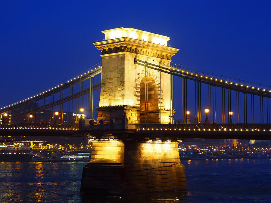 Chain Bridge at night in Budapest Photograph by Colorful Points - Fine ...