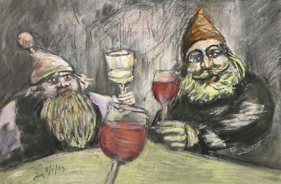 Cheers... Drinks With The Gnomes Drawing by Ed Meredith