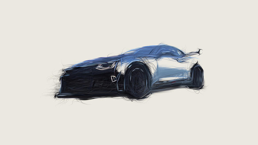 Chevrolet Camaro ZL1 1LE GT4.R Car Drawing Digital Art by CarsToon ...