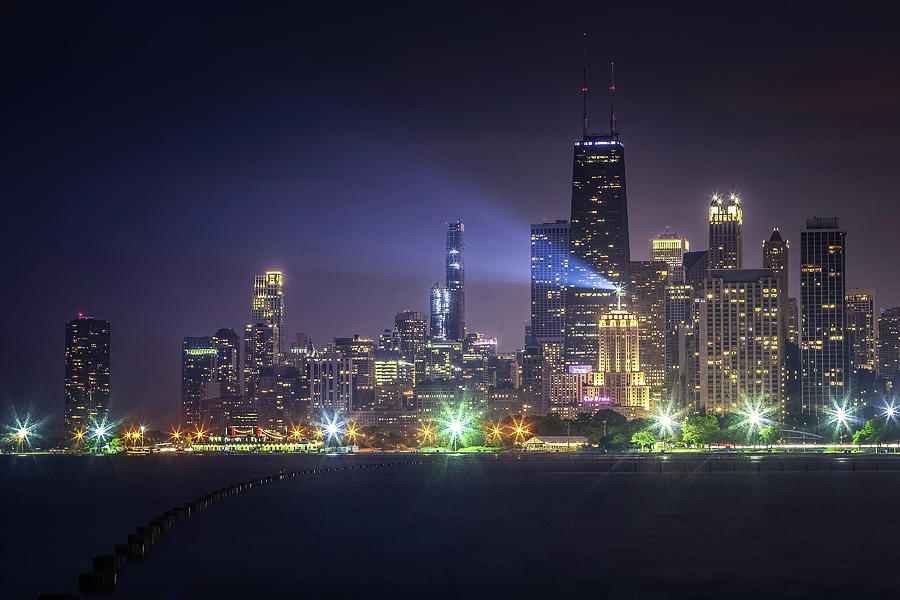 Chicago at Night #2 Photograph by Andrew Soundarajan
