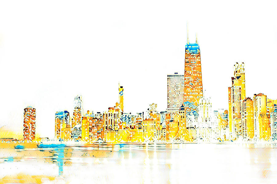 Chicago Skyline Digital Art Digital Art by La Moon Art - Pixels