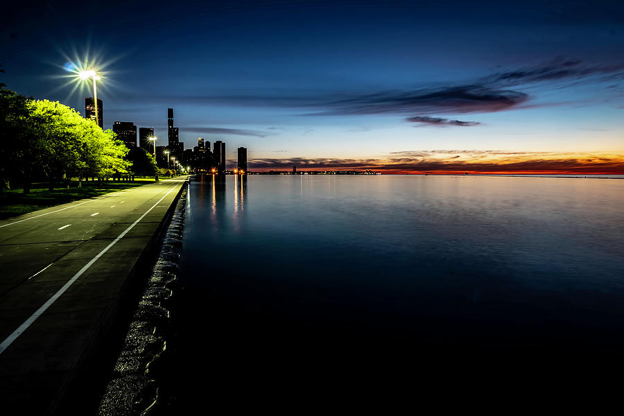 Chicagos lakefront at dawn #2 Photograph by Sven Brogren