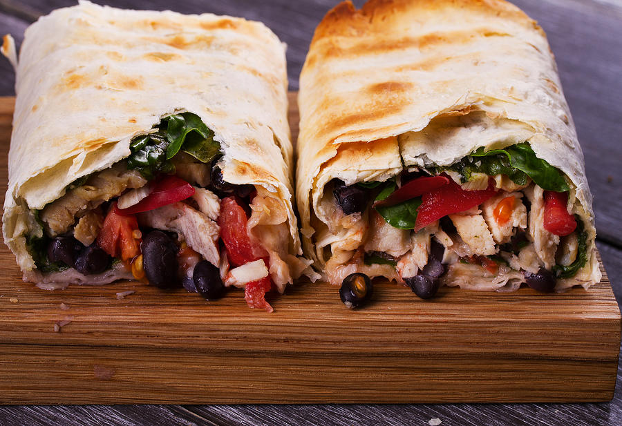 Chicken, Black Beans, Spinach and Tomato Burritos #2 Photograph by Freeskyline