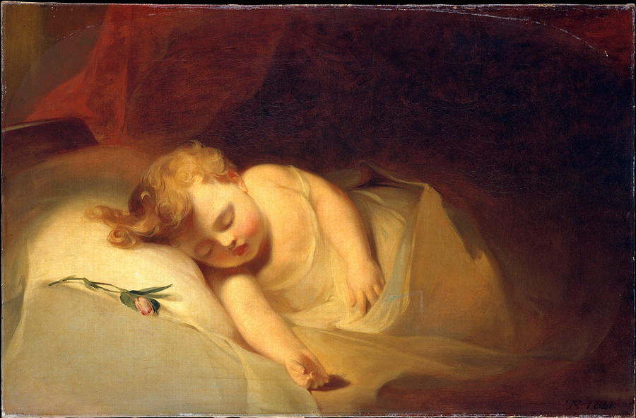 Child Asleep, The Rosebud #3 Painting by Thomas Sully