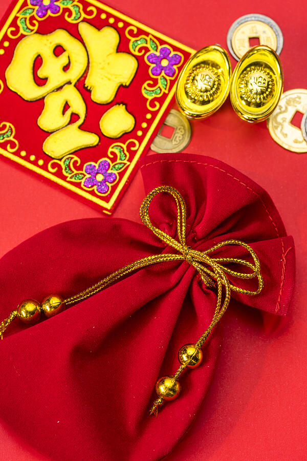 Chinese new year decorations and Auspicious ornaments on red bac #2 Photograph by Pixs4u