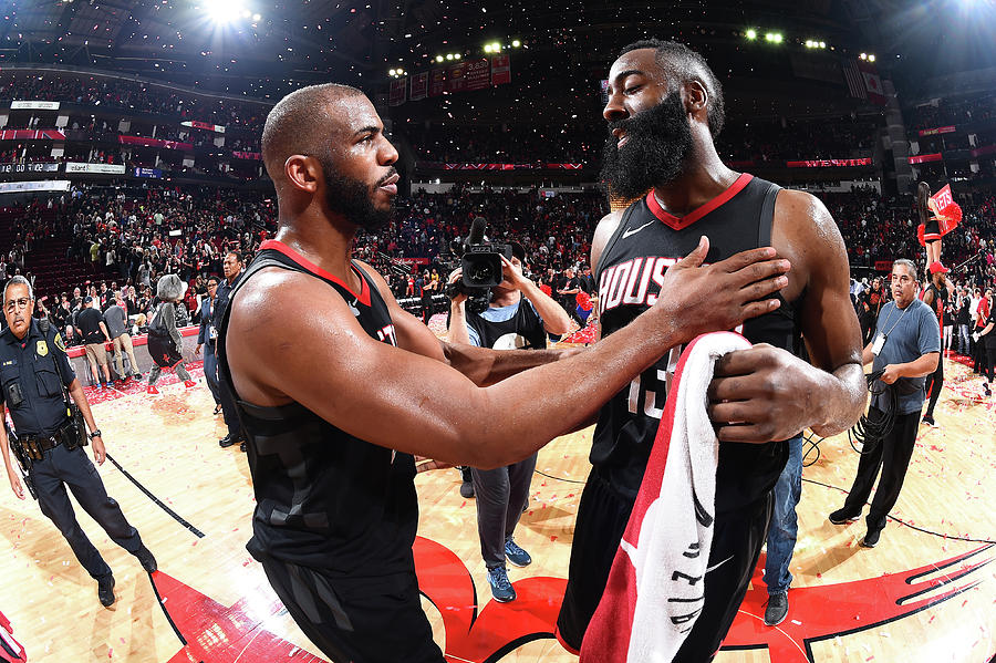 Chris Paul and James Harden Photograph by Andrew D. Bernstein