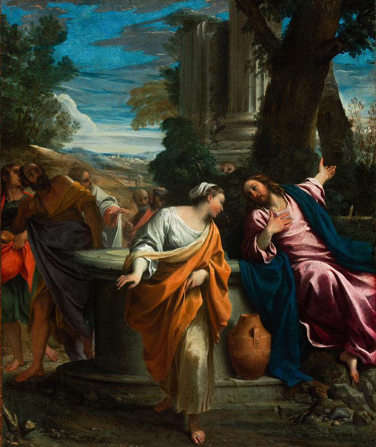 Annibale Carracci Painting - Christ and the Samaritan Woman #2 by Annibale Carracci