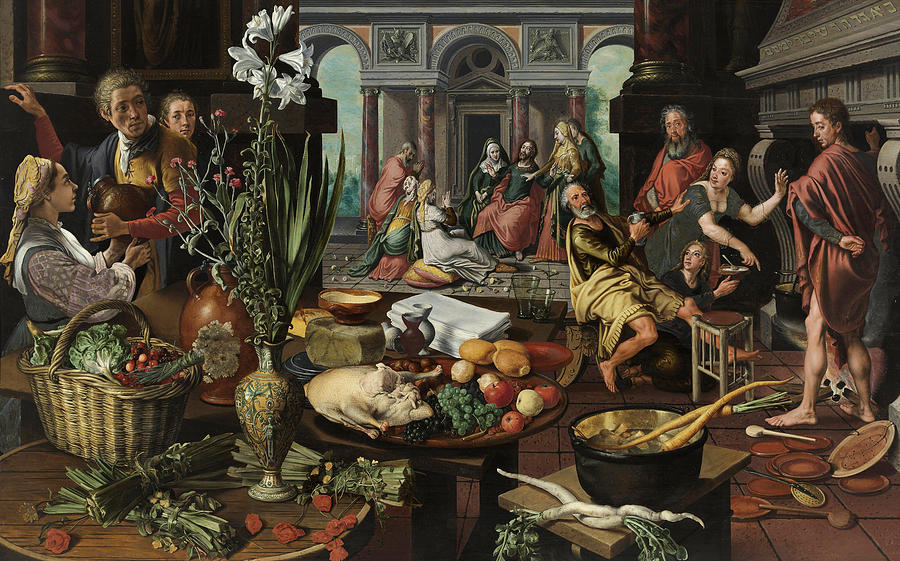 Pieter Aertsen Painting - Christ in the House of Martha and Mary  #2 by Pieter Aertsen