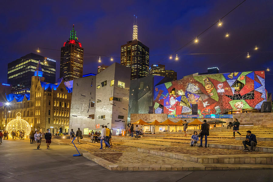 Christmas projections at Federation Square, Melbourne #2 Photograph by Kokkai Ng