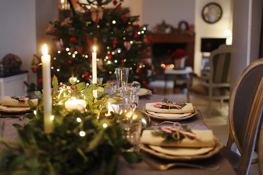Christmas still life, table set #2 Photograph by Catherine Delahaye