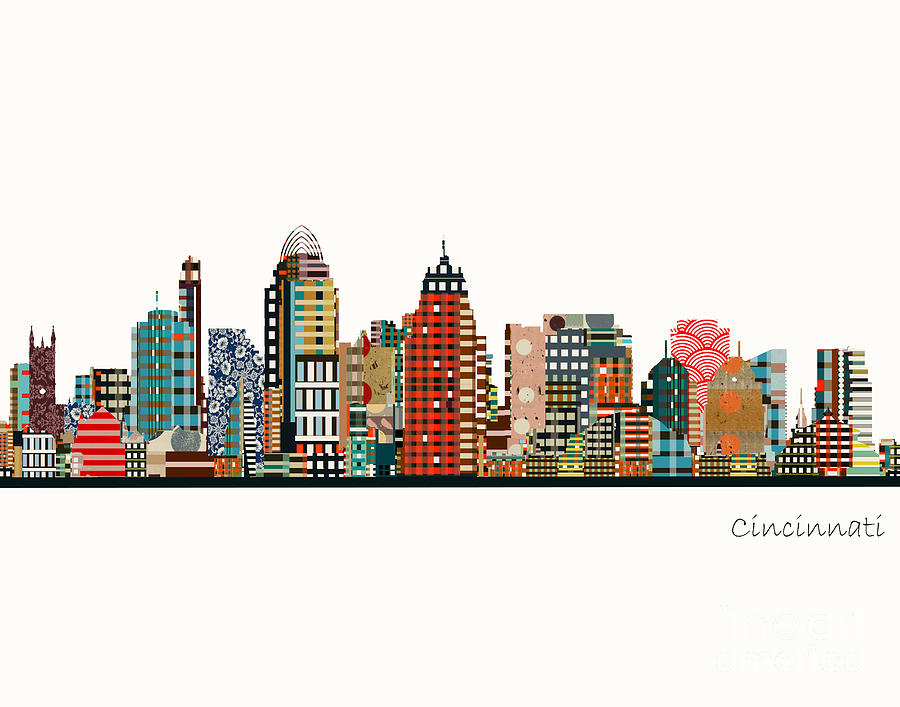 Cincinnati Painting - Cincinnati Ohio Skyline #2 by Bri Buckley