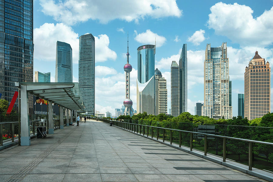 Cityscape of Shanghai city in day time with road and tower #2 Photograph by Anek Suwannaphoom