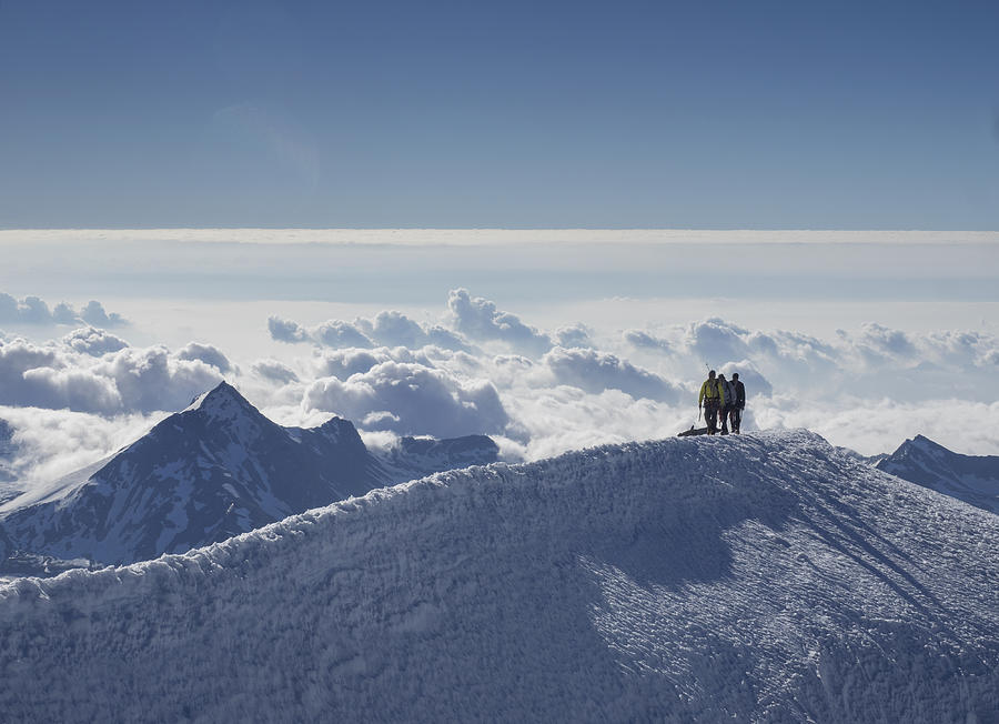 Climbing team on a snowy ridge #2 Photograph by Buena Vista Images