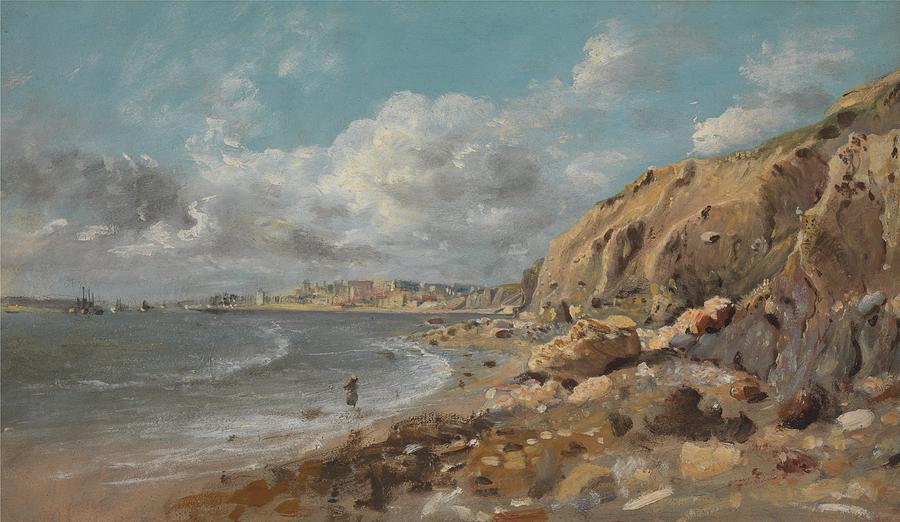 John Linnell Painting - Coast Scene at Cullercoats near Whitley Bay  #2 by John Linnell