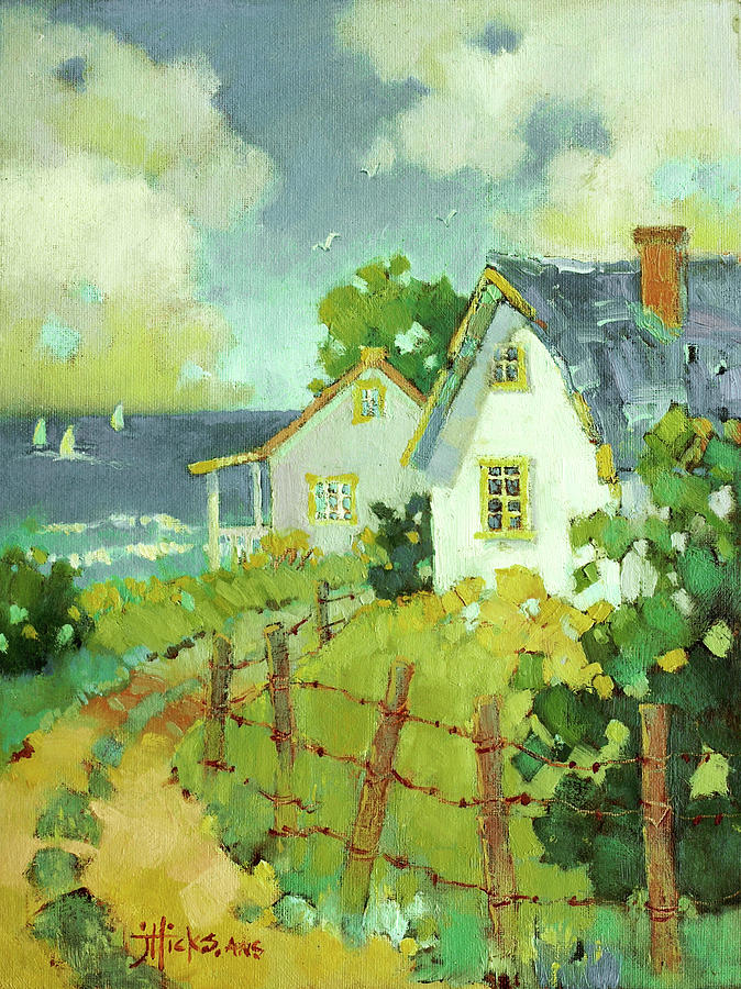 Coastal Cottages #2 Painting by Joyce Hicks