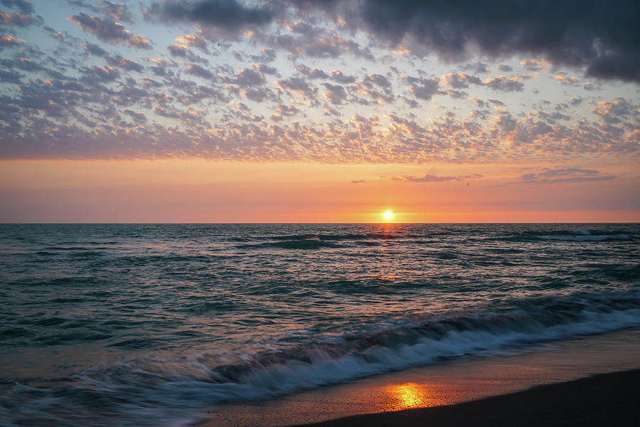 Beach Photograph - Cobblestone Cloud-Filled Sunset by Ric Schafer