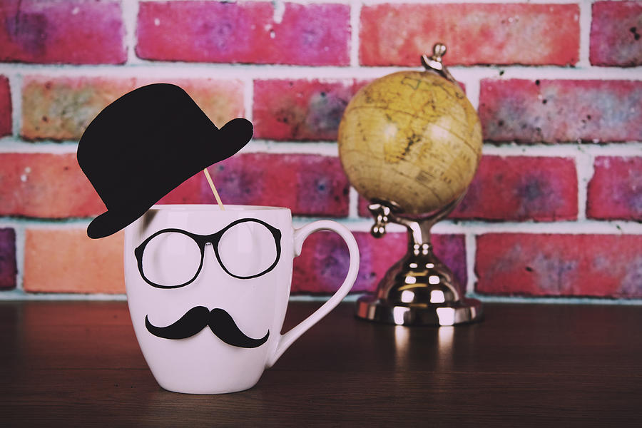 Coffee cup with a black hipster mustache  Vintage Retro #2 Photograph by Christopherhall