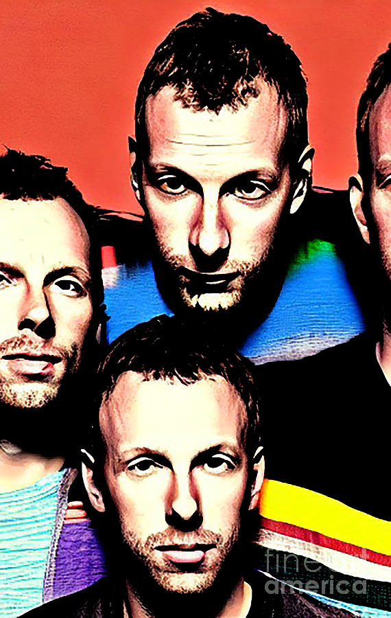 Coldplay Band Singer Portrait Digital Art Mixed Media by Lisa Von ...