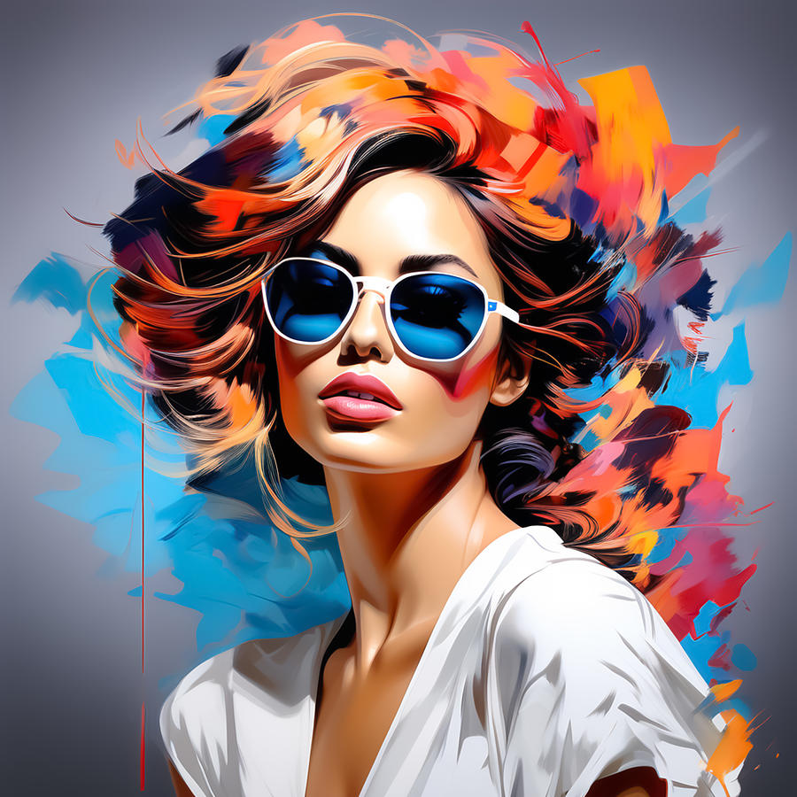 Abstract Digital Art - Colorful Portrait #2 by Manjik Pictures