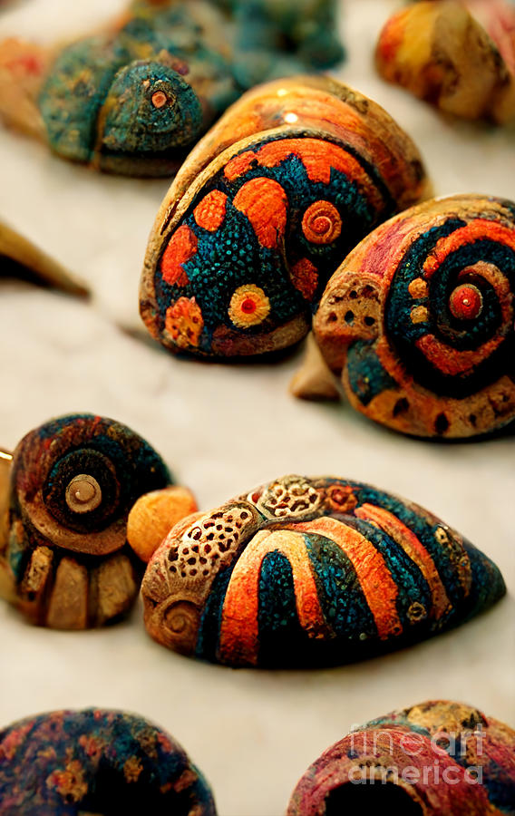 Colorful Snail Shells Digital Art