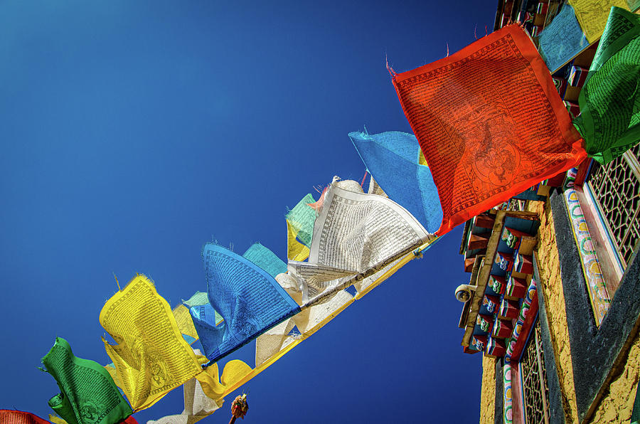 Colorful Tibetan prayer flags spreading good fortune #2 Photograph by Adelaide Lin