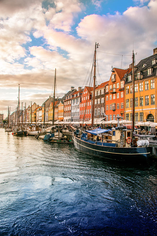 Colorful Traditional Houses in Copenhagen old Town Nyhavn at Sunset #2 Photograph by AleksandarGeorgiev