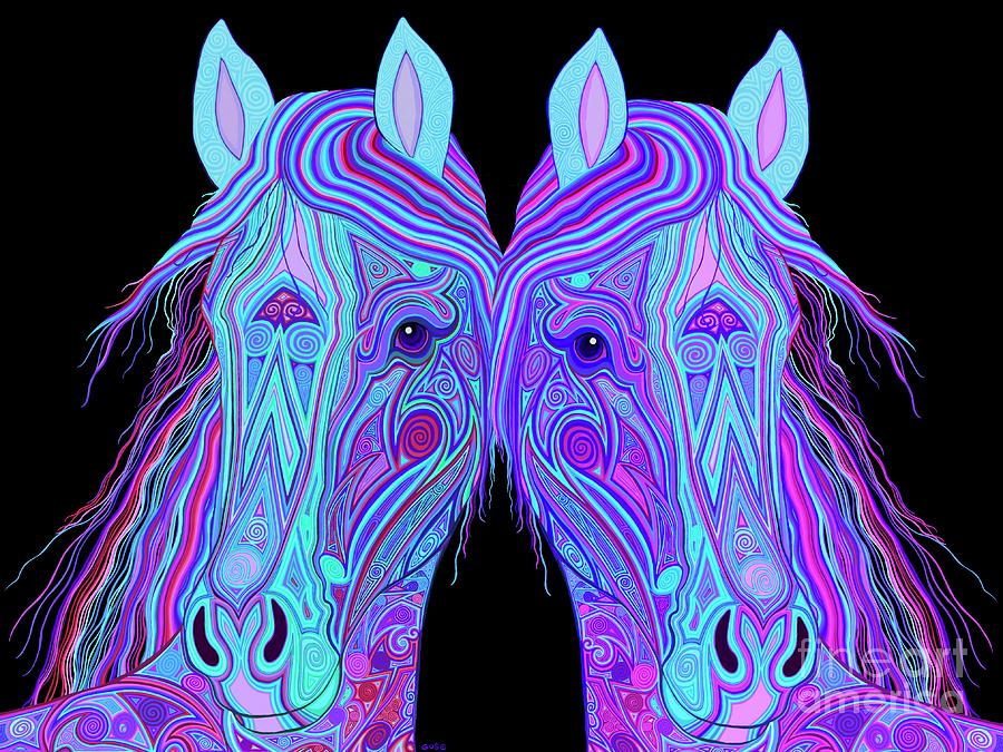 Colorful Tribal Horses  #2 Digital Art by Nick Gustafson
