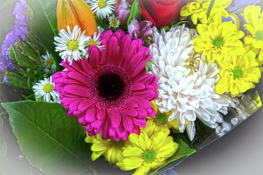 Colourful bunch of mixed flowers closeup. #2 Photograph by Geoff Childs