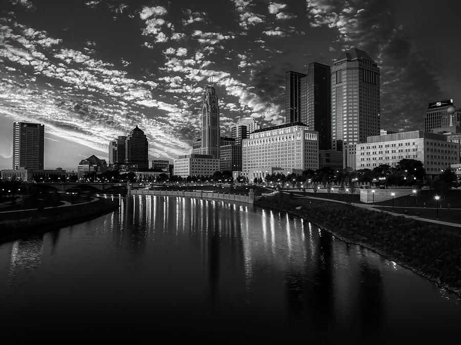 Columbus, Ohio And The Scioto River At Sunset Photograph by Mountain ...