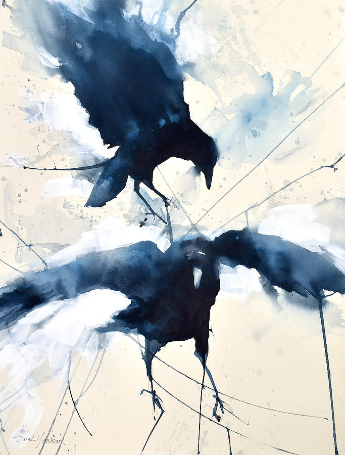 Bird Painting - Connecting Flights by Sarah Yeoman