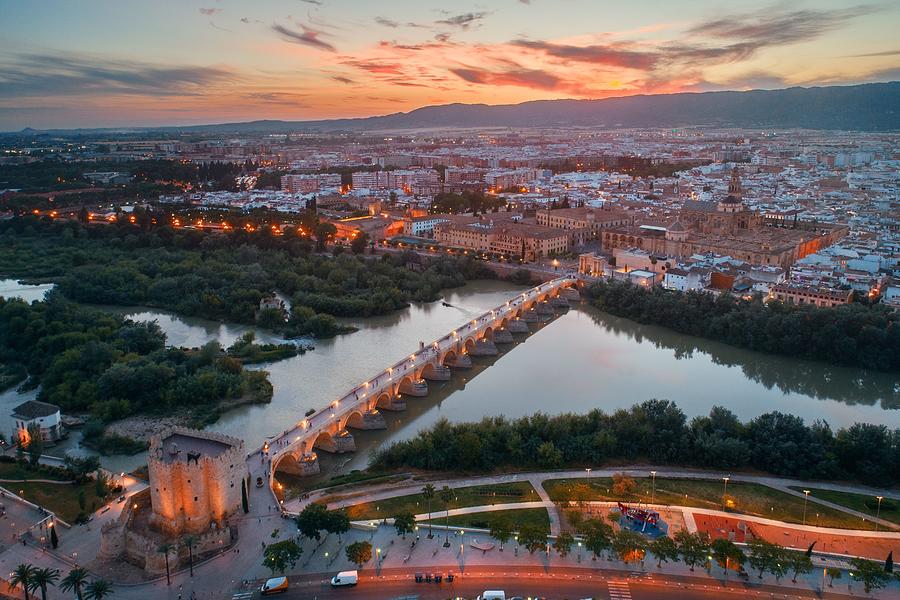 Cordoba aerial view at night #2 Photograph by Songquan Deng