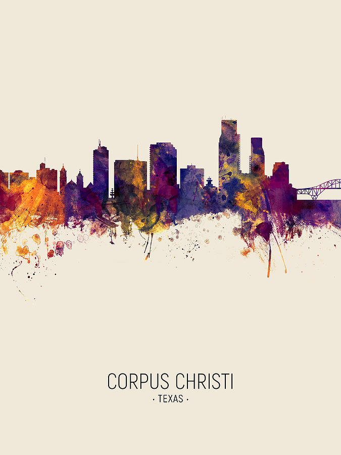 Corpus Christi Texas Skyline #2 Digital Art by Michael Tompsett
