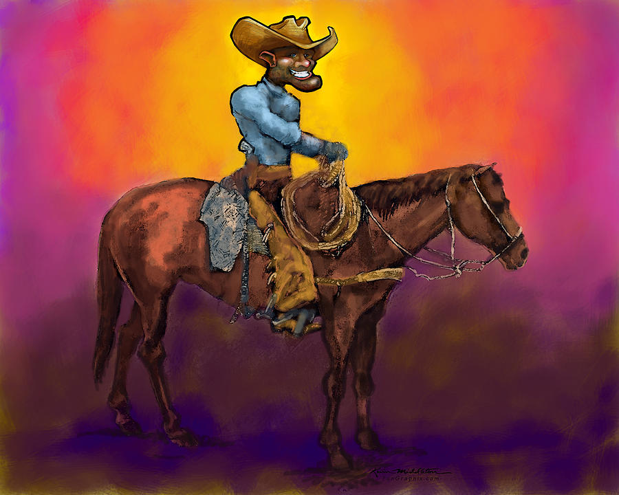Cowboy At Sunset Digital Art