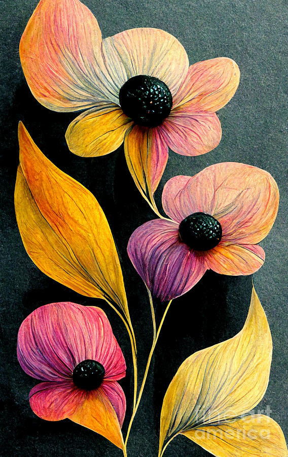 Flower Digital Art - Crayon flowers #2 by Sabantha