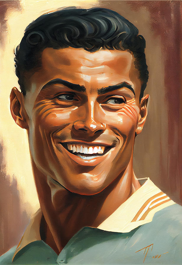 Cristiano  Ronaldo  Happy  Smiling  Oil  Painting  In  By Asar Studios Painting