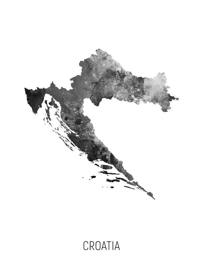 Croatia Watercolor Map #2 Digital Art by Michael Tompsett