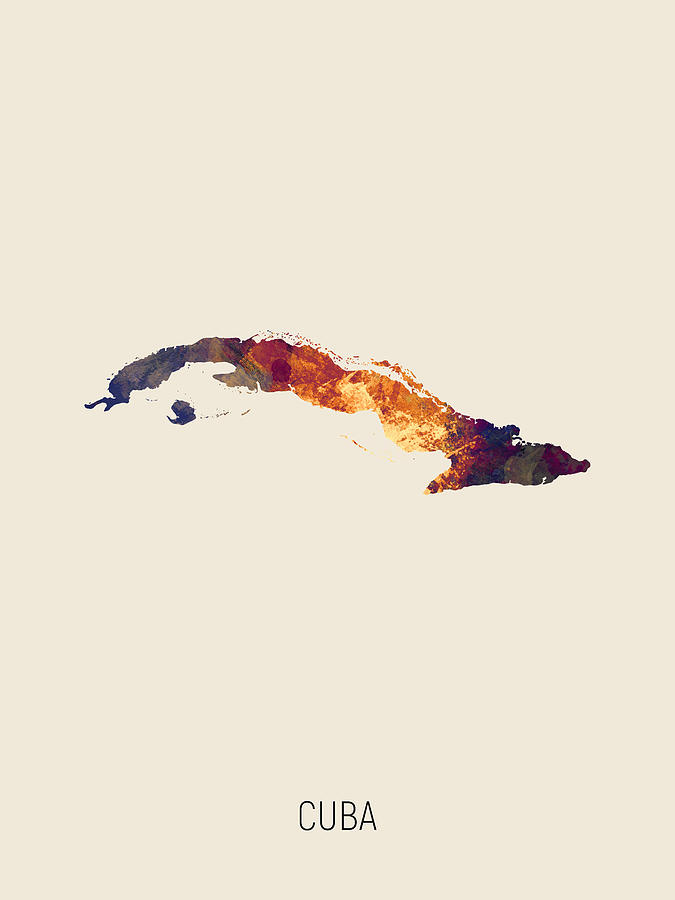 Cuba Watercolor Map #2 Digital Art by Michael Tompsett