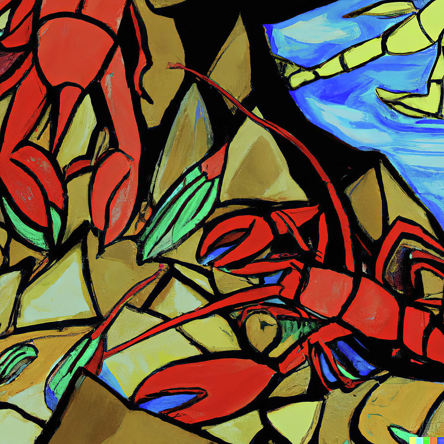 Cubist painting of lobsters on the ocean floor Photograph by Steve Estvanik Cubist painting of lobsters on the ocean floor Photograph by Steve Estvanik