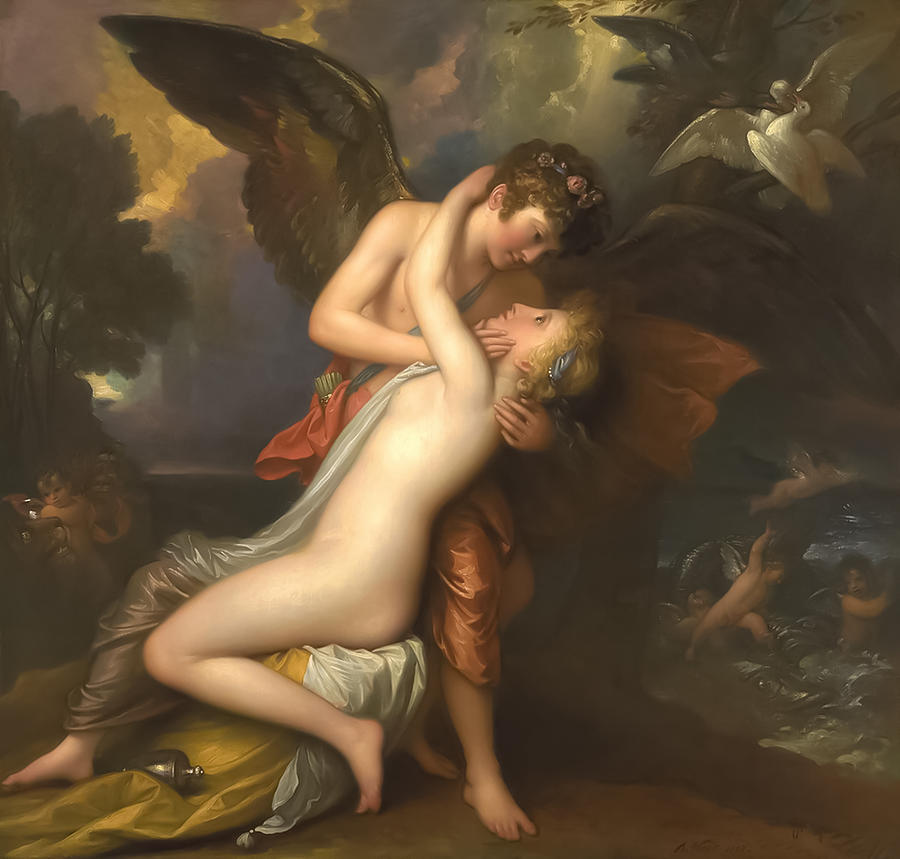 Benjamin West Painting - Cupid and Psyche by Benjamin West by Mango Art