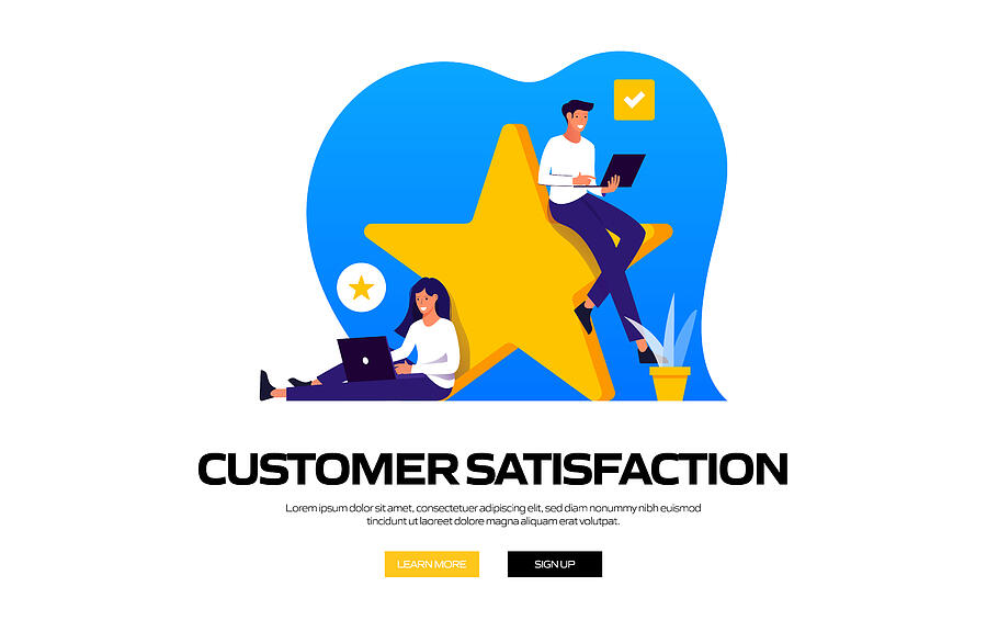 Customer Satisfaction Concept Vector Illustration for Website Banner, Advertisement and Marketing Material, Online Advertising, Business Presentation etc. #2 Drawing by Designer