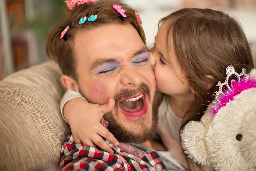 Cute daughter and her father having princess time. #2 Photograph by Svetikd