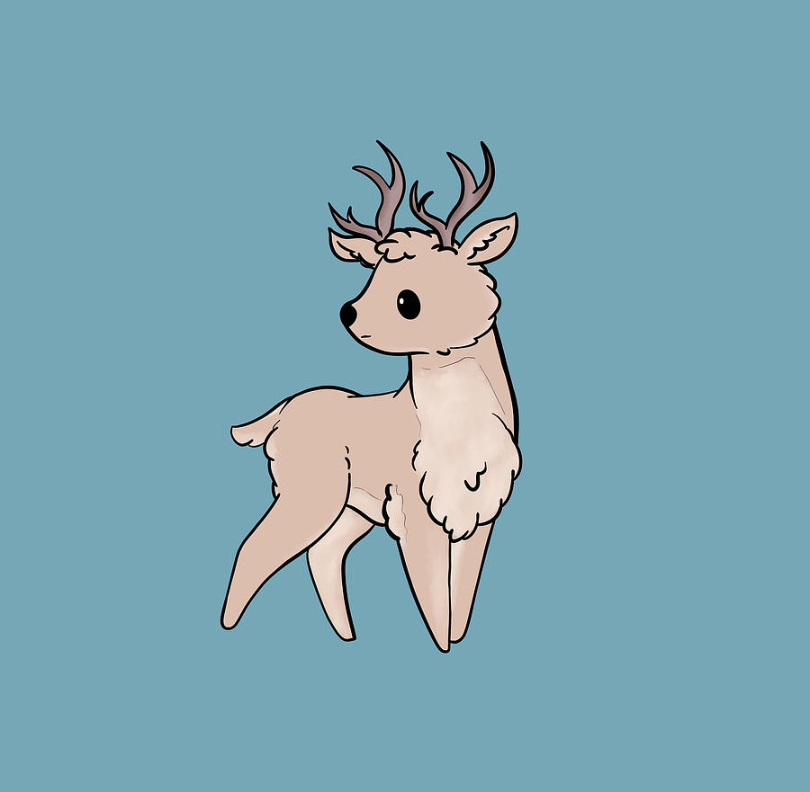 Cute Deer cartoon Digital Art by Andrea - Pixels