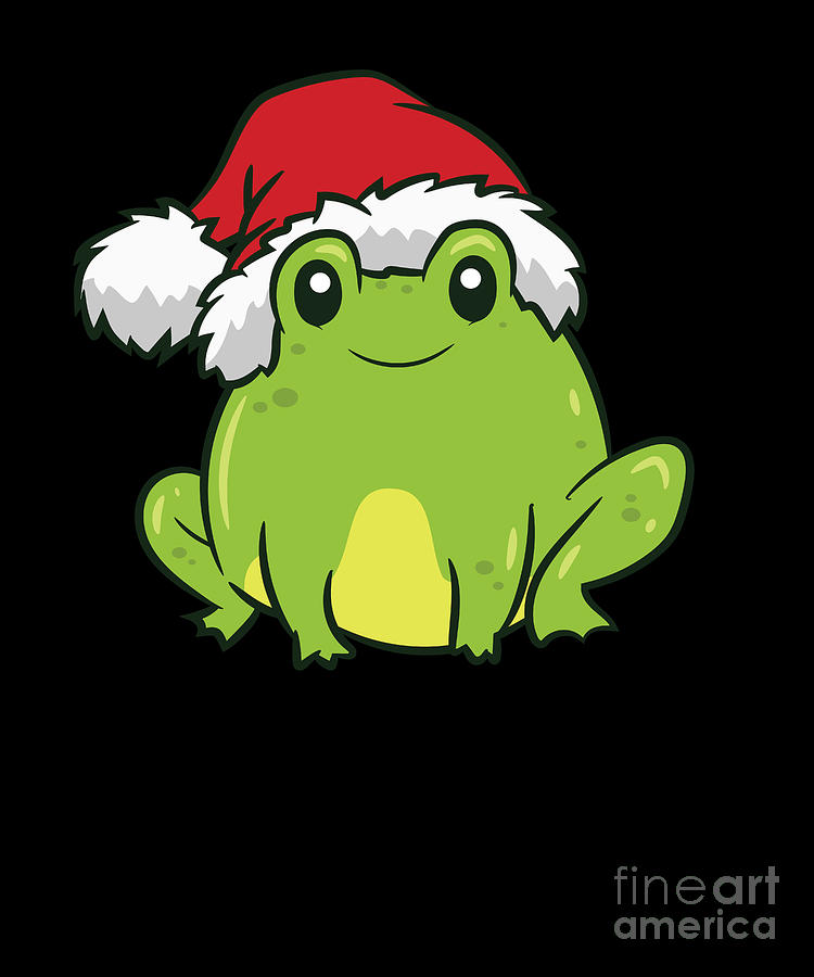 Cute Frog With Santa Hat Funny Frogs Lover Christmas Digital Art by EQ