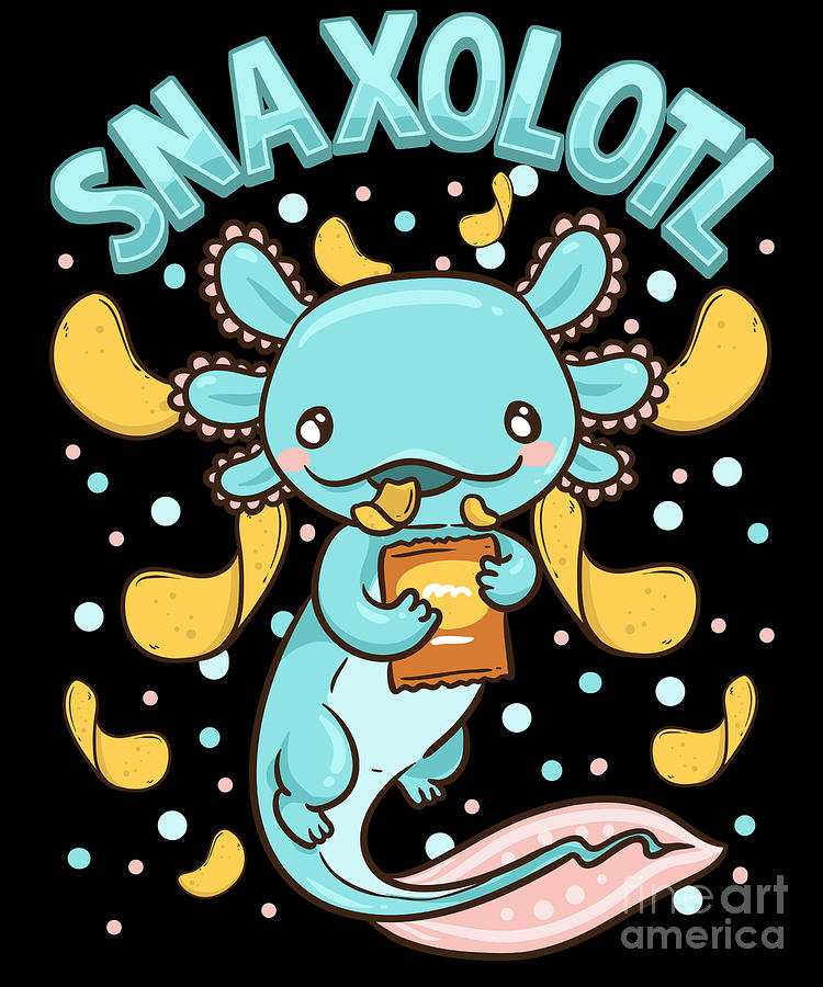Cute Funny Snaxolotl Adorable Snacking Axolotl Digital Art By The Perfect Presents