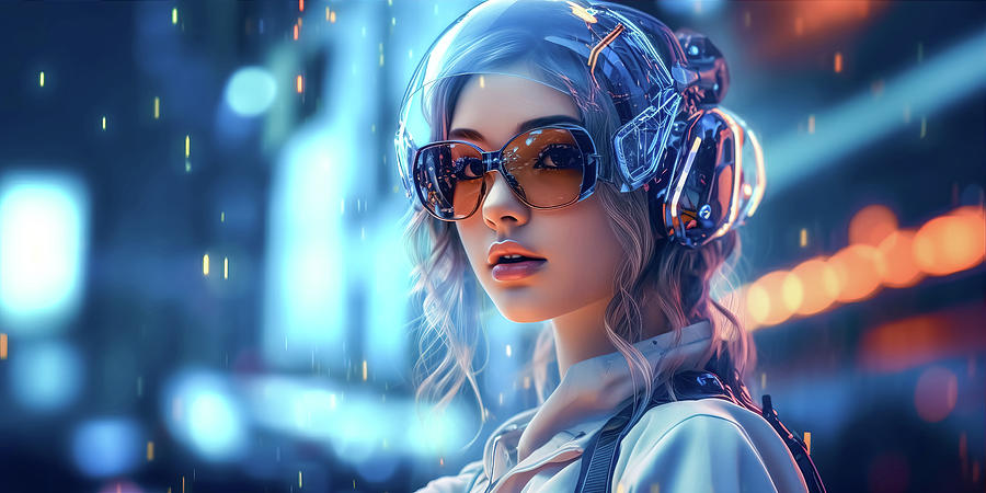 Cyber girl colourful painted illustration Digital Art by Areg Grigoryan ...