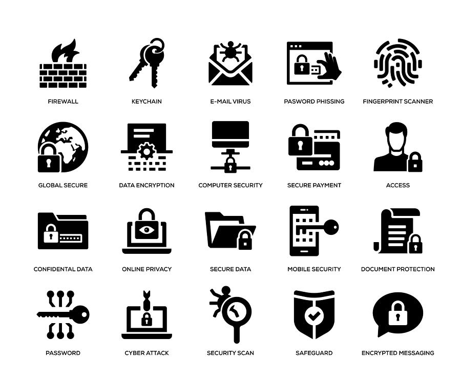 Cyber Security Icon Set #2 Drawing by Enis Aksoy