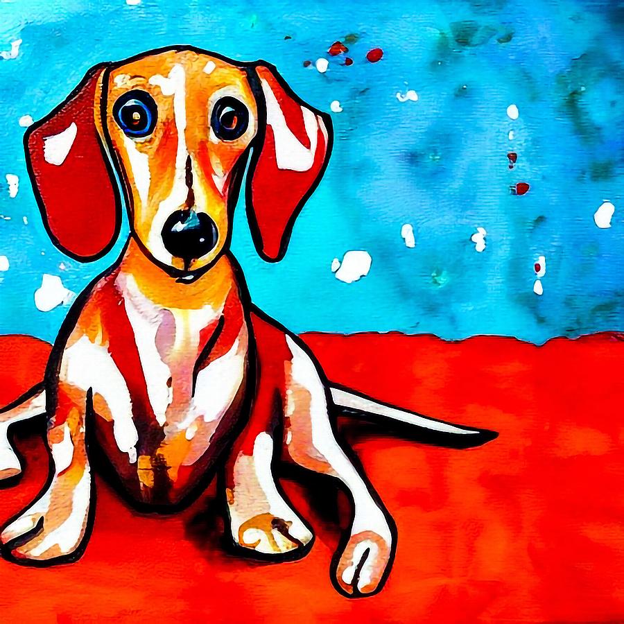 Dachshund Dog Splatter painting Digital Art by Adrien Efren - Fine Art ...