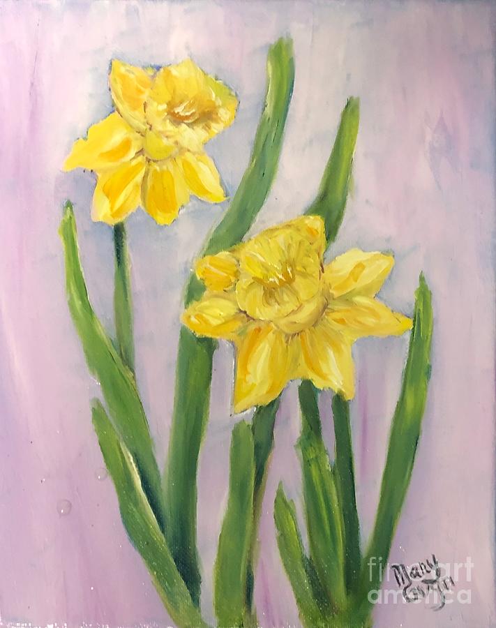 2 Daffodils Painting by Mary Gwyn Bowen